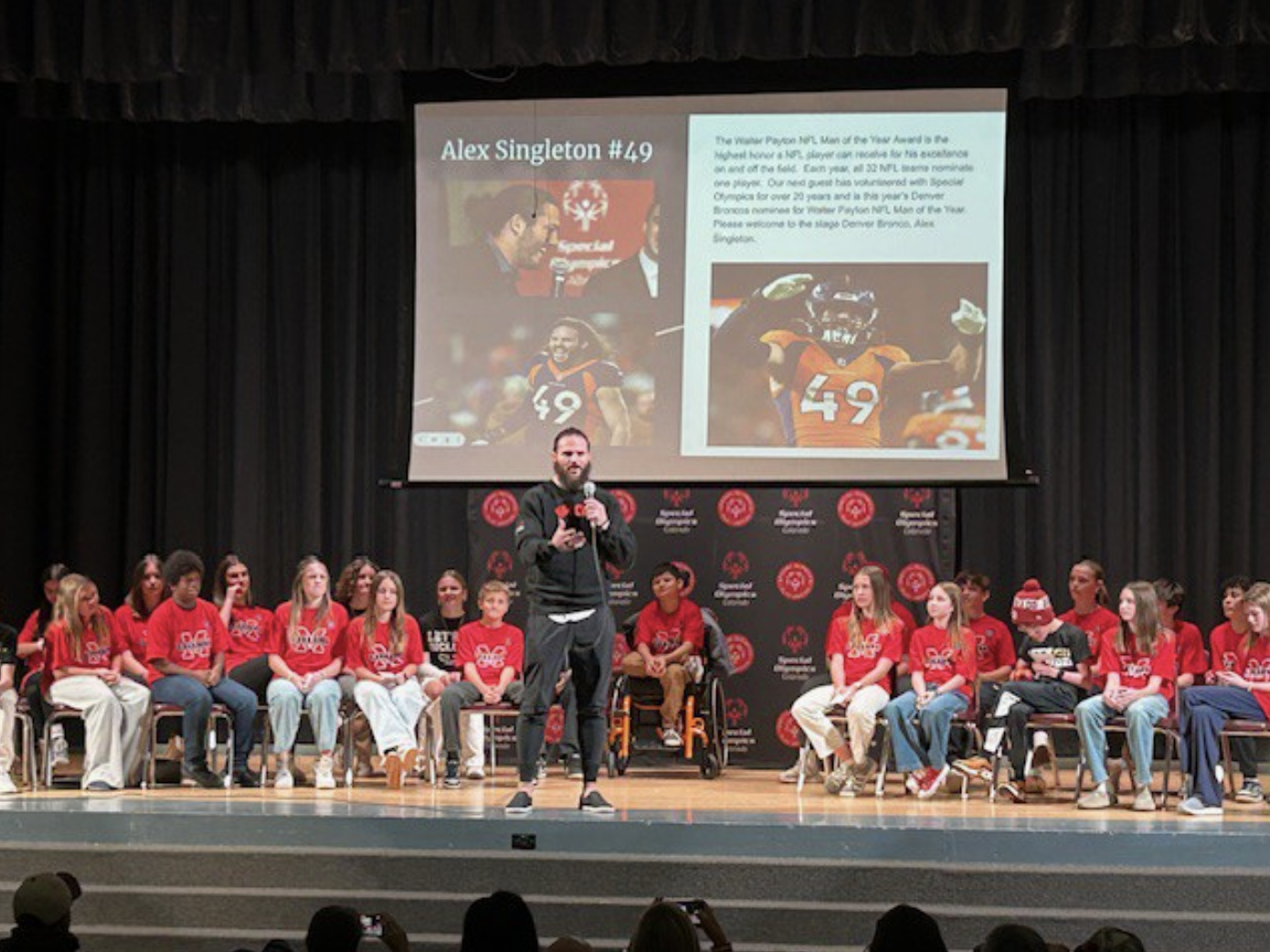 MiS Special Olympics Banner Presentation - Alex Singletone presenting